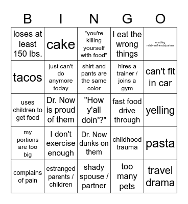 My 600 Lb Life Bingo Card