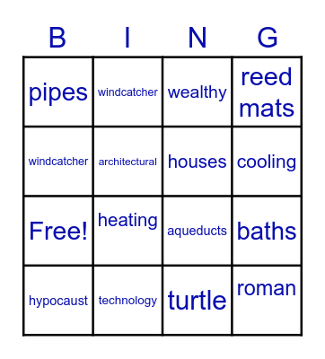 Roman Heating and Cooling Bingo Card