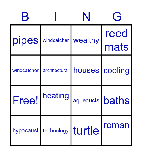 Roman Heating and Cooling Bingo Card
