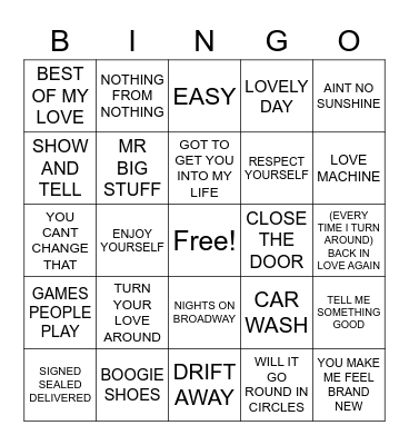 70S SOUL Bingo Card