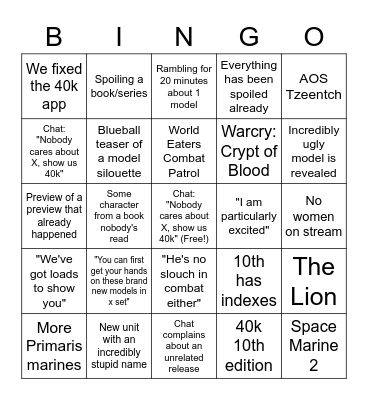 40k Adepticon 2023 Bingo Card