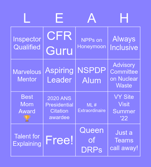 We'll Miss You Bingo Card