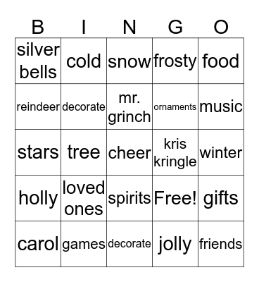 CHRISTMAS Bingo Card