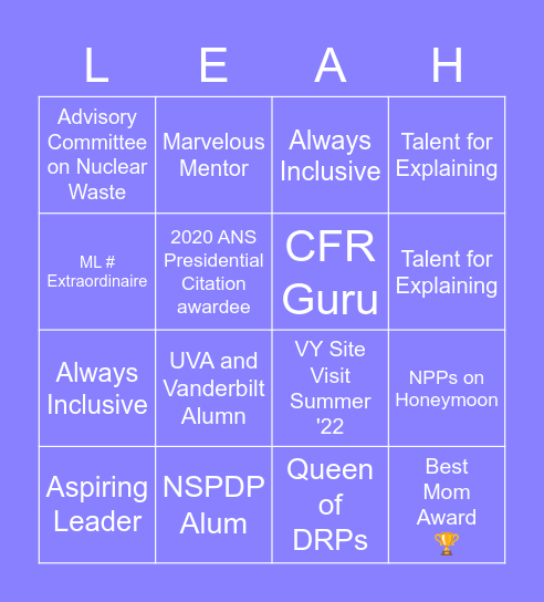 Just a "See You Later" Bingo Card