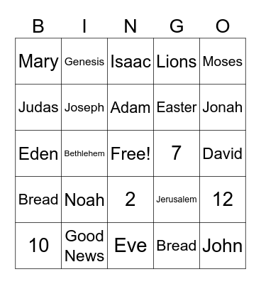 Bible Bingo Card