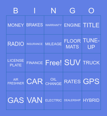 RAINY DAY Bingo Card