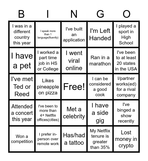 CoSe Bingo Card