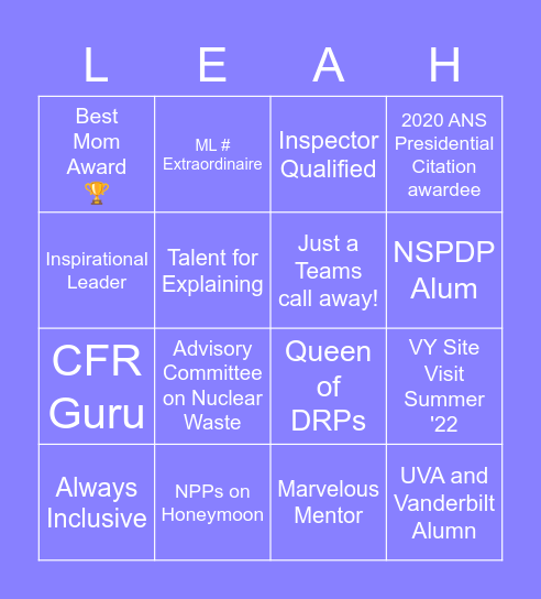 Just a "See You Later" Bingo Card