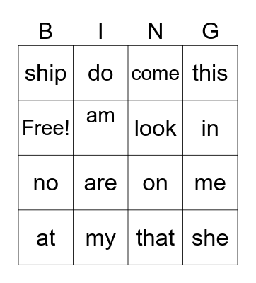 1st grade sight words Bingo Card