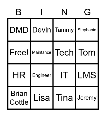 Case 4 Bingo Card