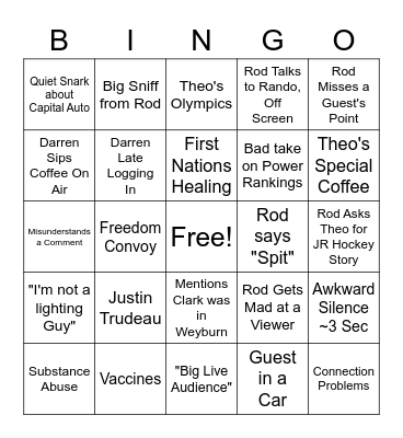 An Obscure Card Bingo Card