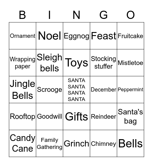 ** SANTA ** Bingo Card