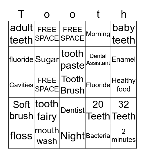 Dental bingo!  Bingo Card