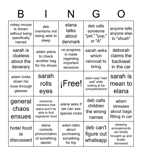 halooooooo familia alevy Bingo Card