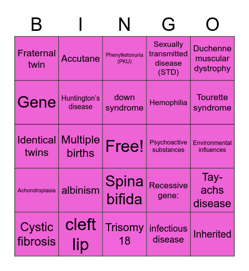 birth defects bingo Card