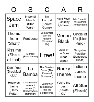 Joe Knows Movies Bingo Card