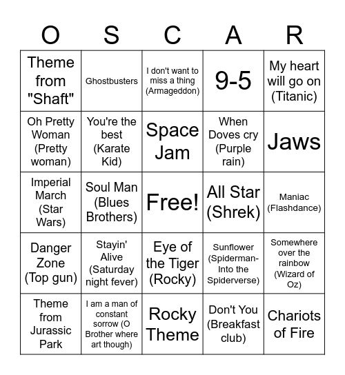 Joe Knows Movies Bingo Card