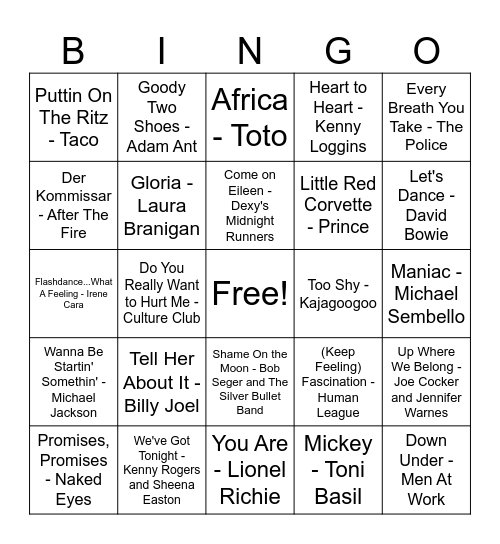 1983 Bingo Card