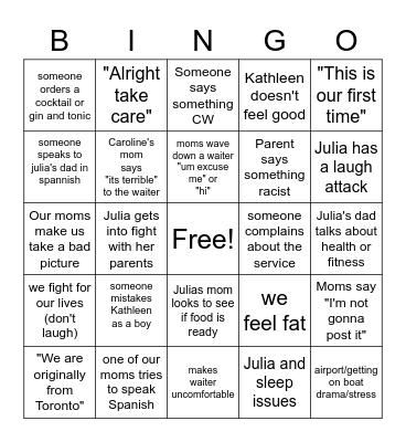 Spring Break 2023 Bingo Card