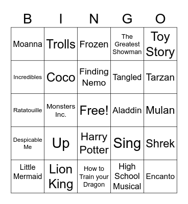 Movie Soundtrack Bingo! Bingo Card