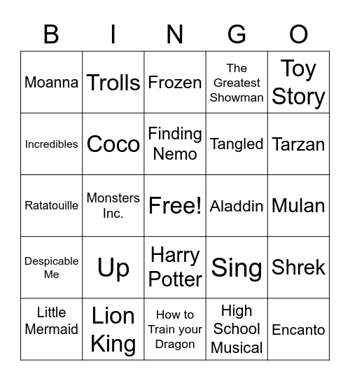 Movie Soundtrack Bingo! Bingo Card