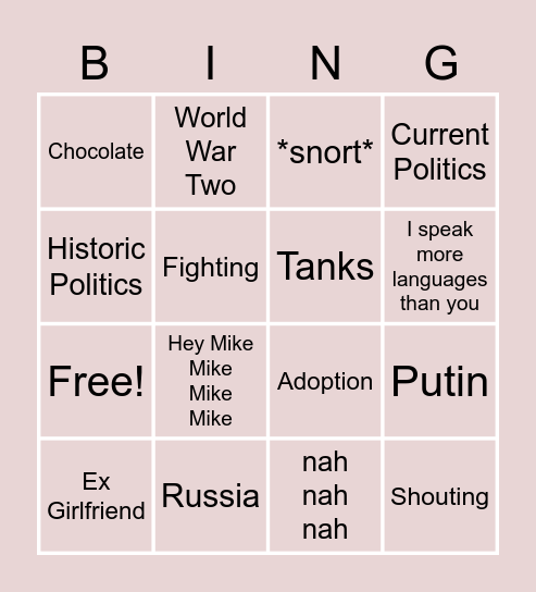 Dumbass Bingo Card