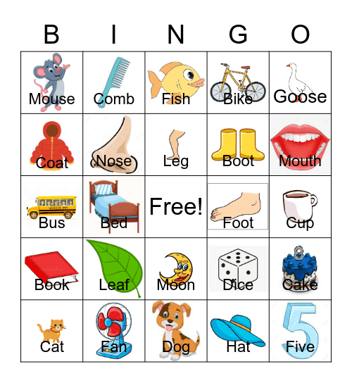 CVC Words Bingo Card