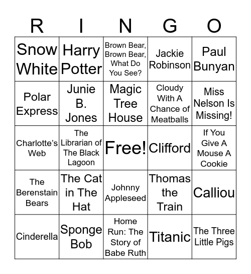 Reading Bingo Card