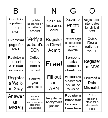 Patient Access Week 2023 Bingo Card