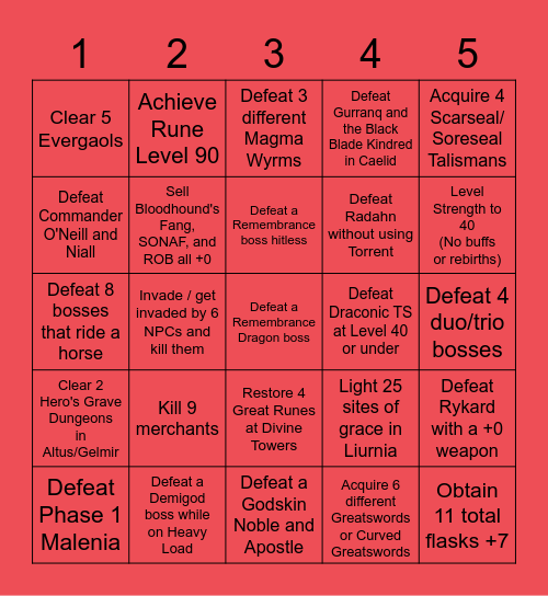 ELDEN RING 2V2 Bingo Card