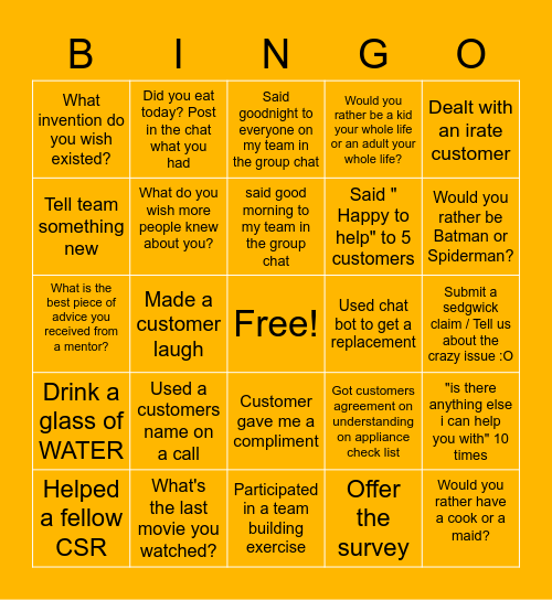 FIND A WAY TO SAY YES ! Bingo Card