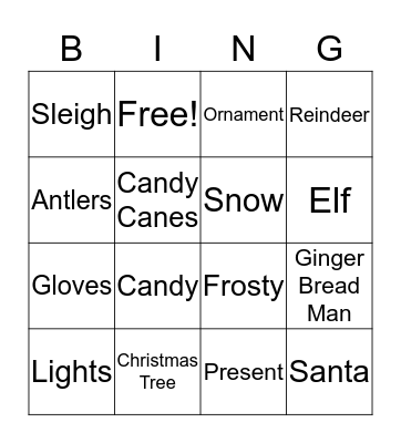 Christmas Bingo Card