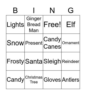 Chirstmas Bingo Card