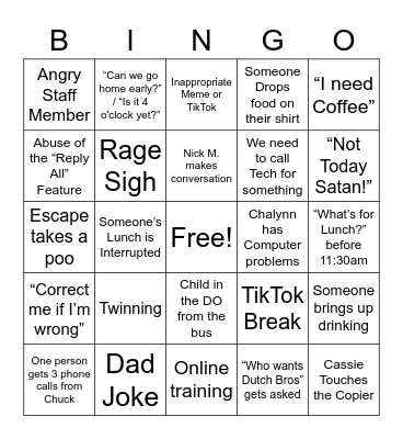 D.O. Bingo!!! Bingo Card
