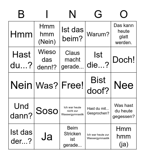 Telefon Bingo Card