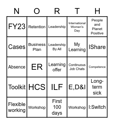 North P&C Generalists Bingo Card
