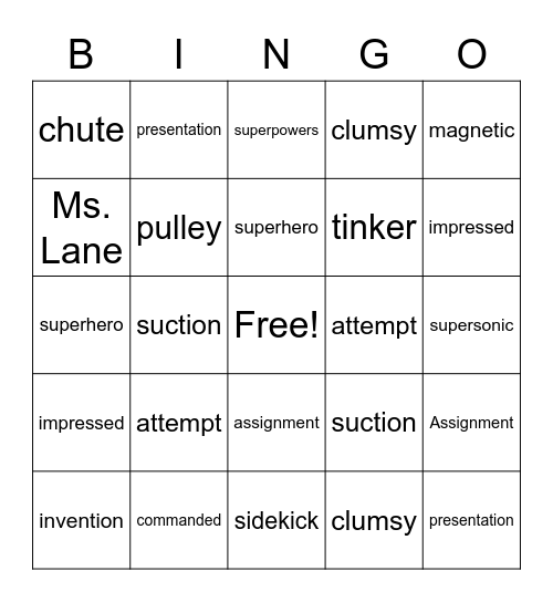 Superhero Harry The Superhero Project Bingo Card