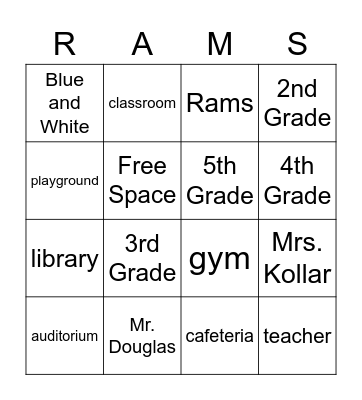 Stedman Elementary Bingo Card