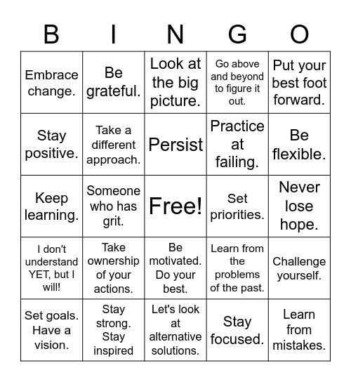 GRIT BINGO Card