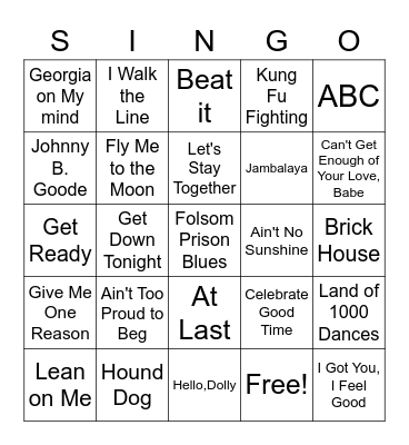 SINGO Bingo Card