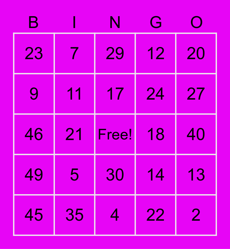 Michaels Challenge Bingo Card