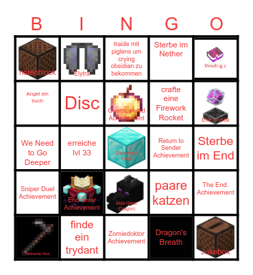 2v2v2v2 minecraft item / Achievement Bingo Card