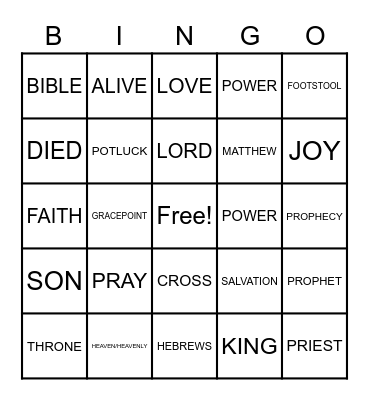 SERMON BINGO Card