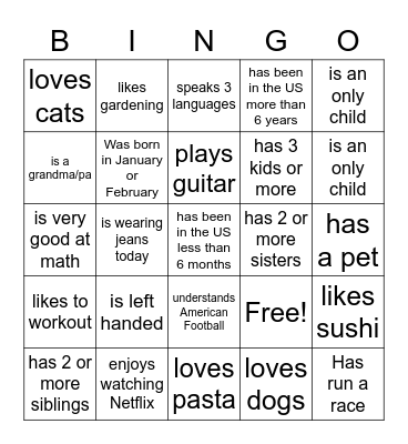 Find someone who... Bingo Card