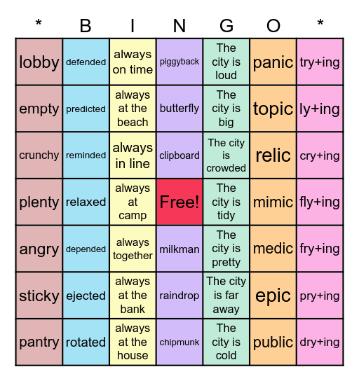 Fundation Bingo Card