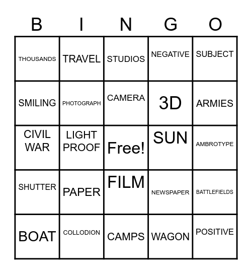 VIDEO BINGO Card