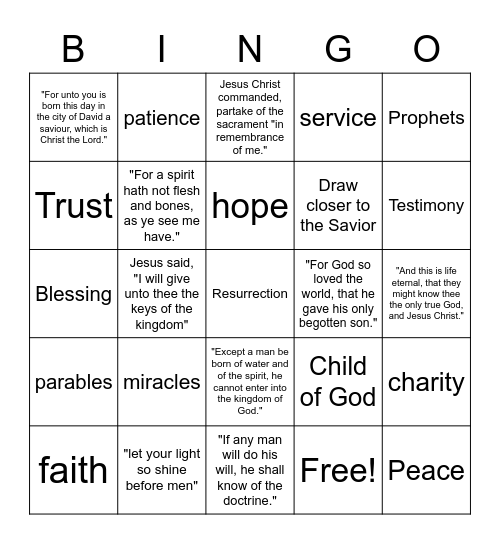 NT Doctrinal Mastery Bingo Card