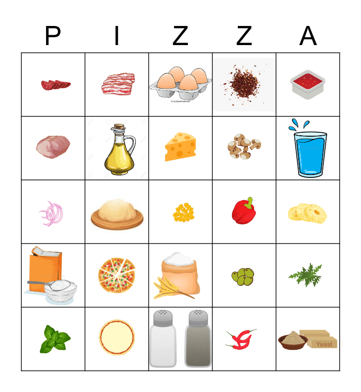 PIZZA Bingo Card