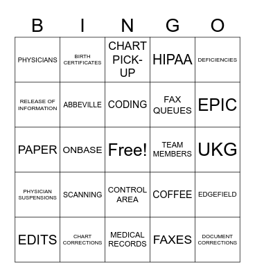 HIM Bingo Card