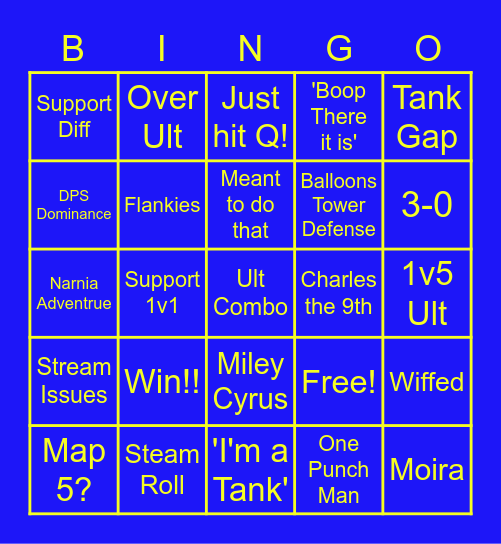 Albion Overwatch Bingo Card